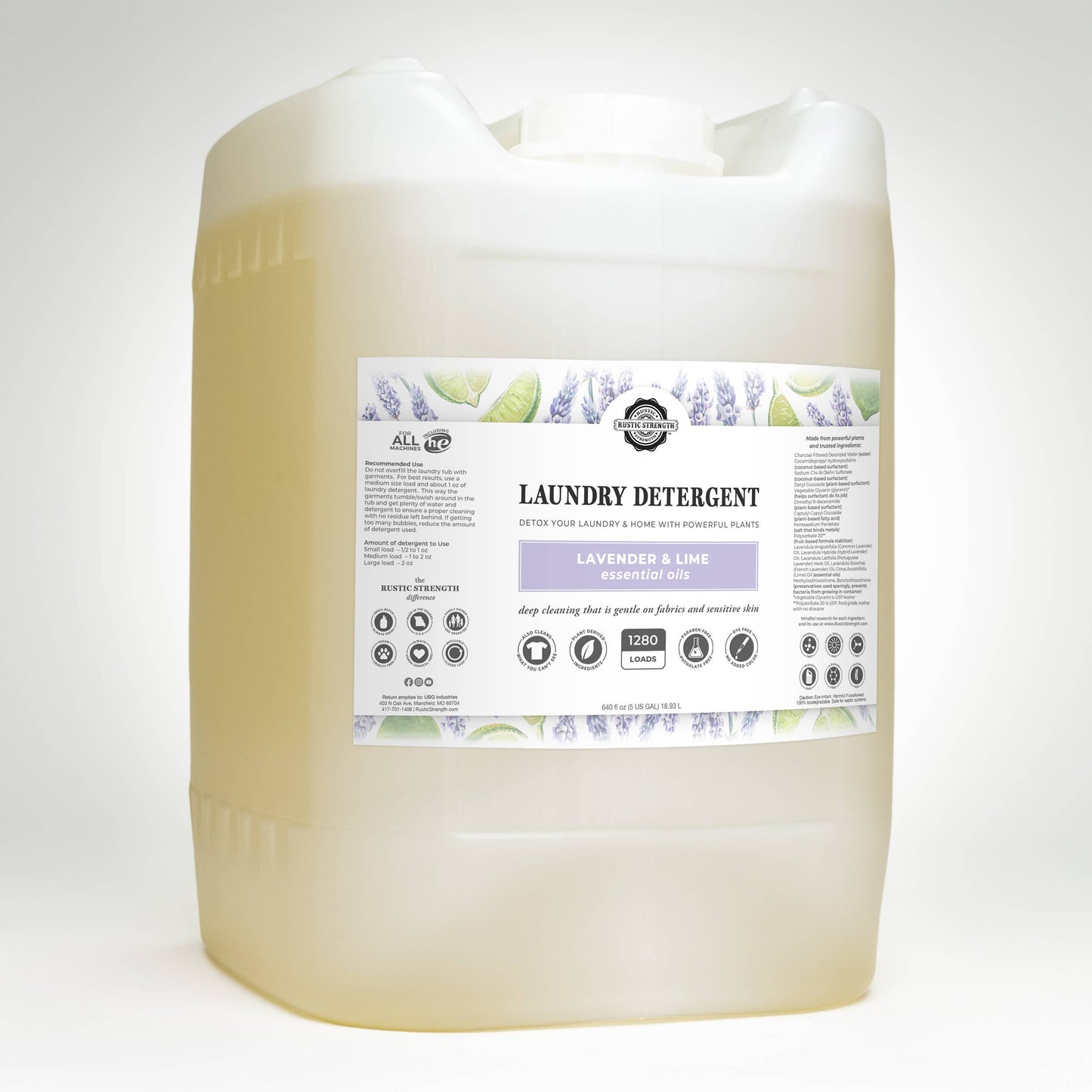 Rustic Strength - Truly Hypoallergenic Laundry Detergent | Non-Toxic for Skin: Hypoallergenic (Unscented) / Gallon Glass Jug