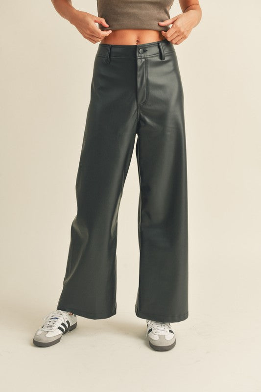 MISBHV Straight Leg faux-leather Trousers - Farfetch