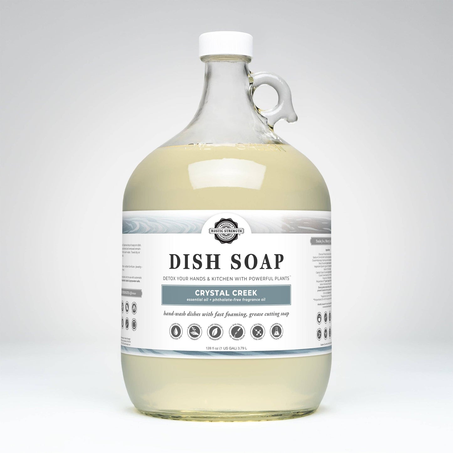 Rustic Strength - Dish Soap - Summer Scents: Crystal Creek / 1 gallon glass jug