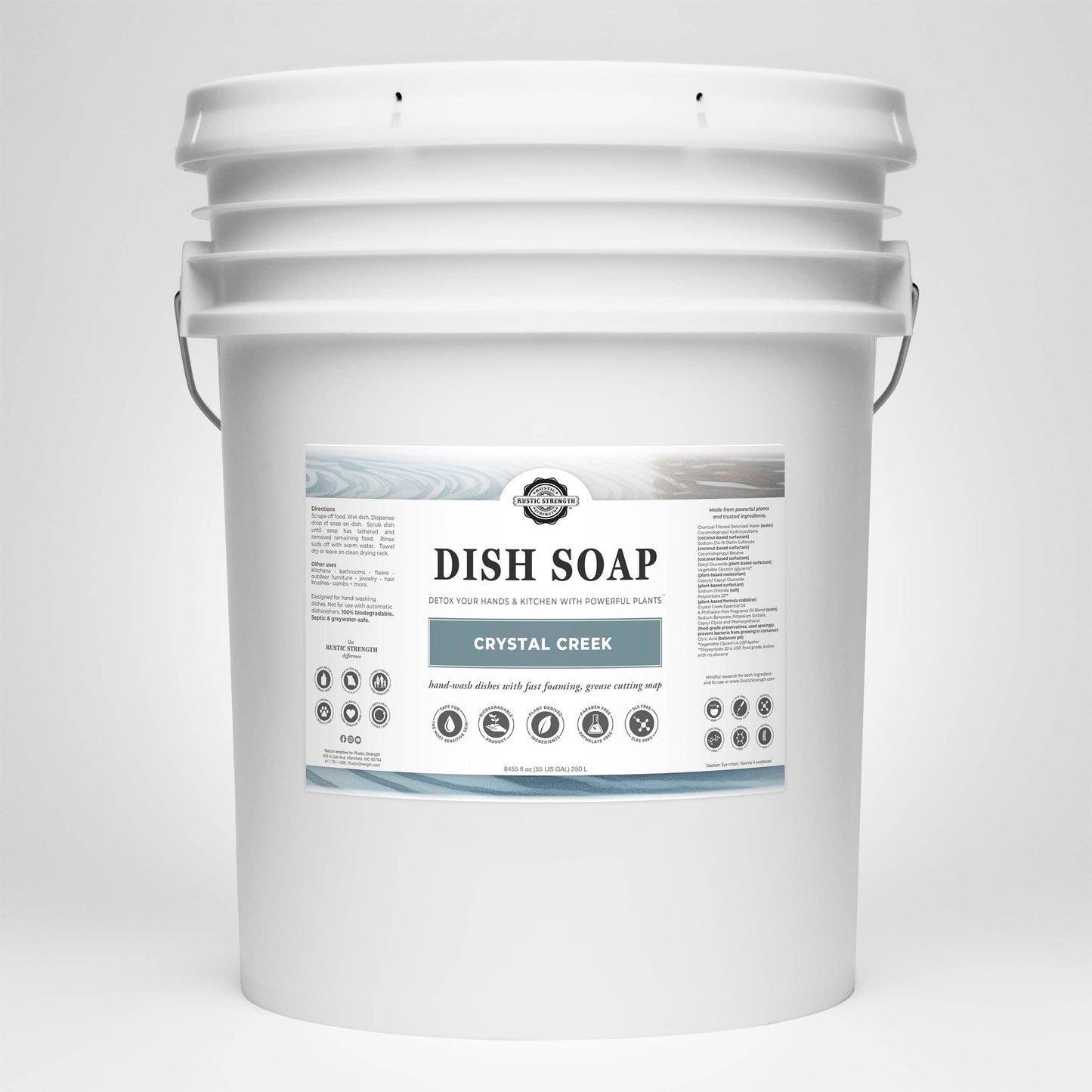 Rustic Strength - Dish Soap - Summer Scents: Crystal Creek / 1 gallon glass jug