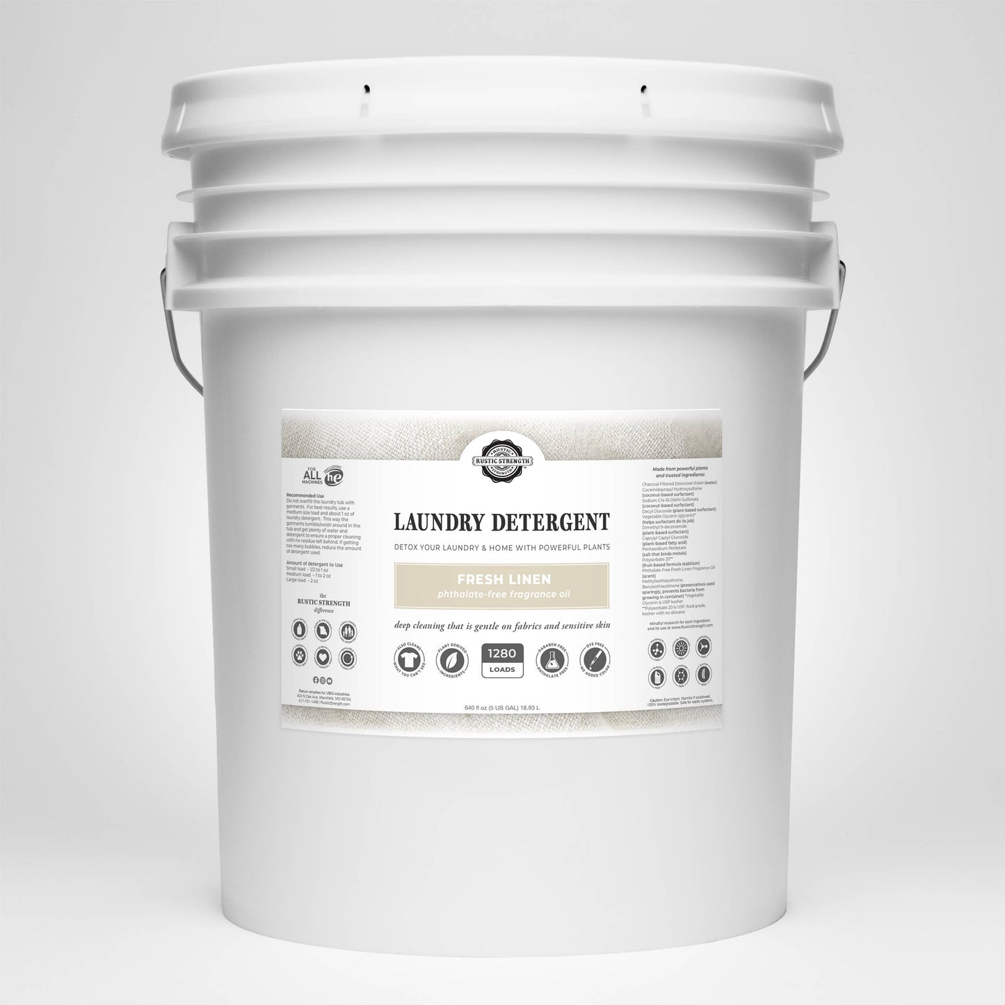 Rustic Strength - Truly Hypoallergenic Laundry Detergent | Non-Toxic for Skin: Hypoallergenic (Unscented) / Gallon Glass Jug