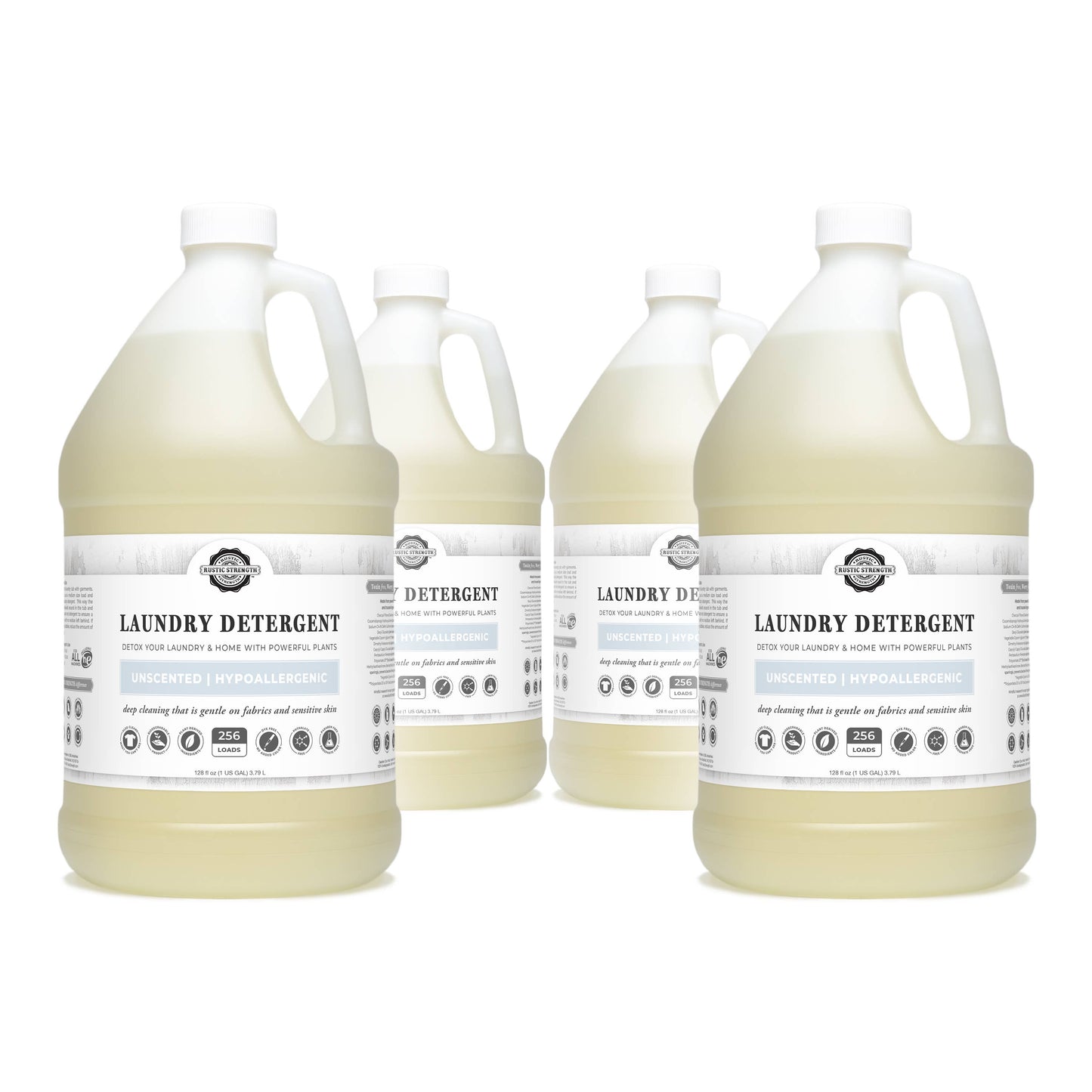 Rustic Strength - Truly Hypoallergenic Laundry Detergent | Non-Toxic for Skin: Hypoallergenic (Unscented) / Gallon Glass Jug