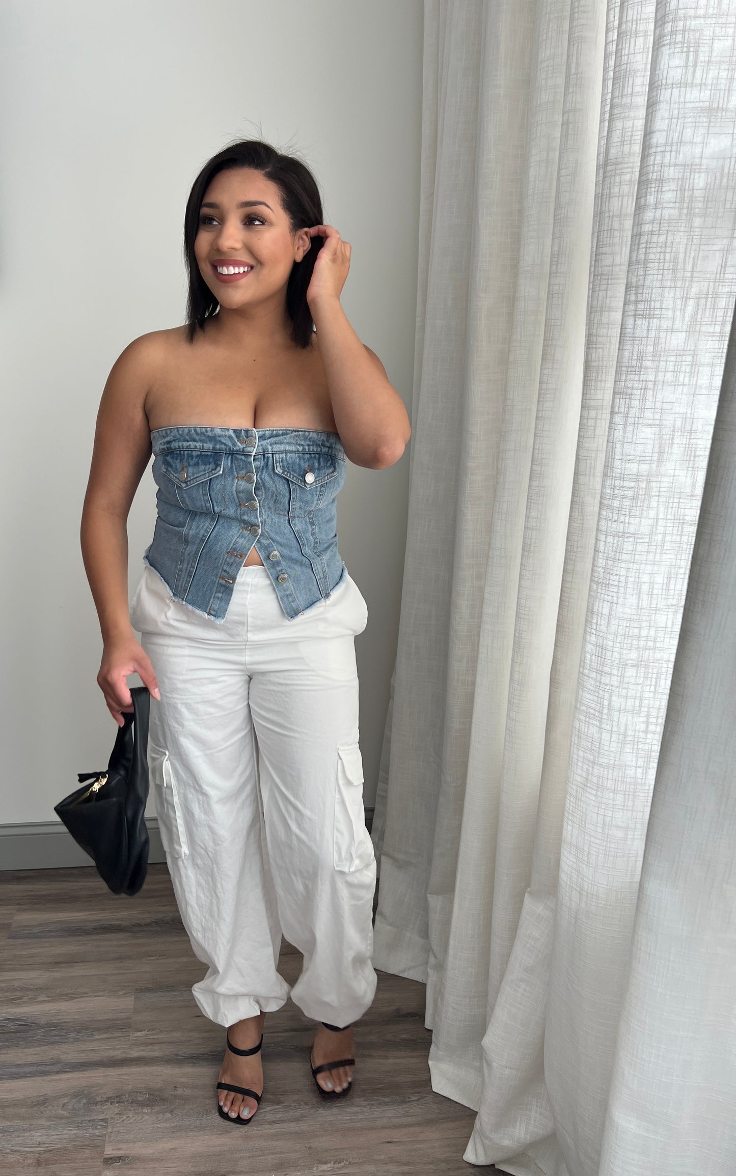 Denim Button Down Tube Top