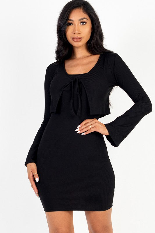 Tara Ribbed Bodycon Dress and Cardi