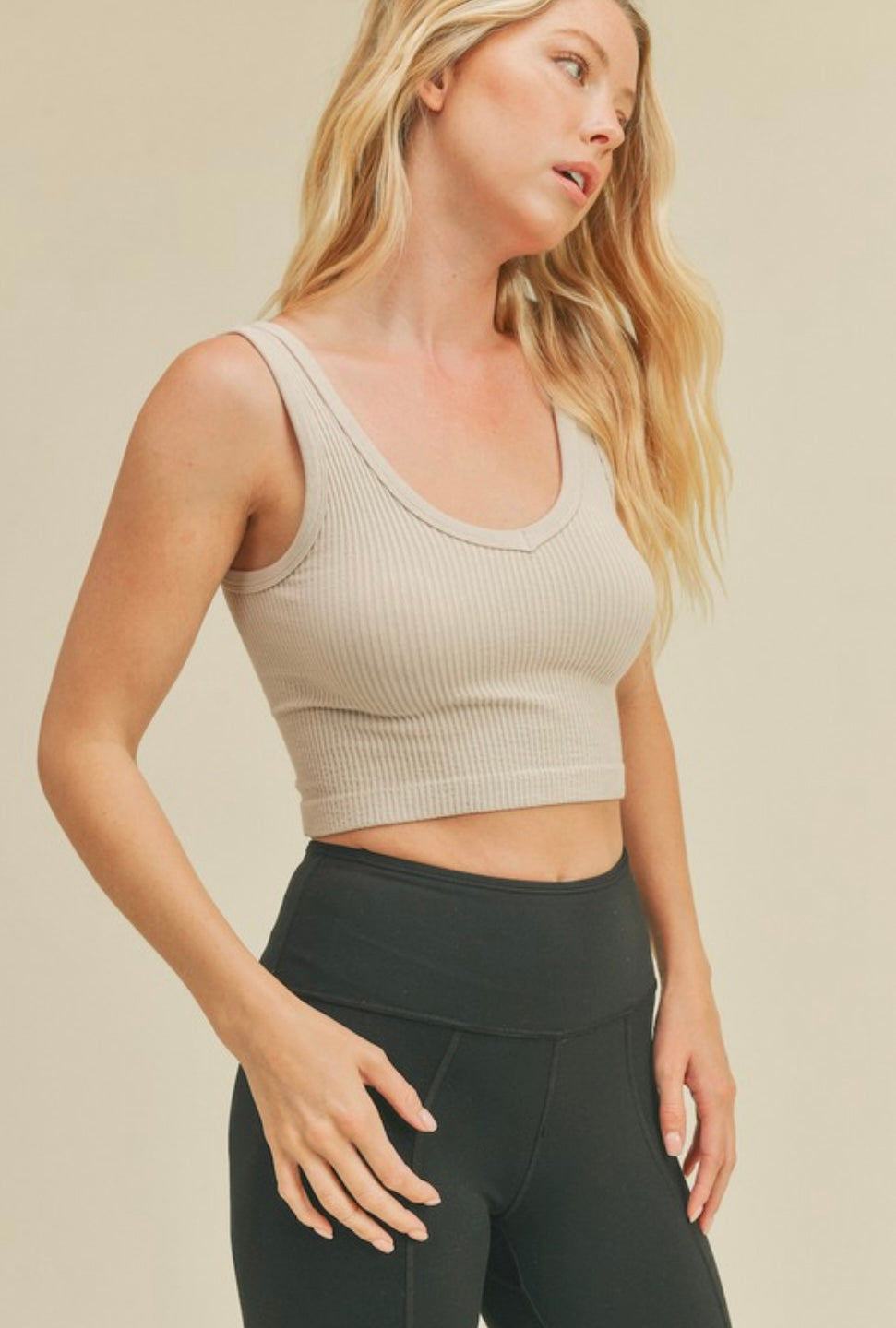 Zoey Seamless Ribbed Tank (oatmeal)